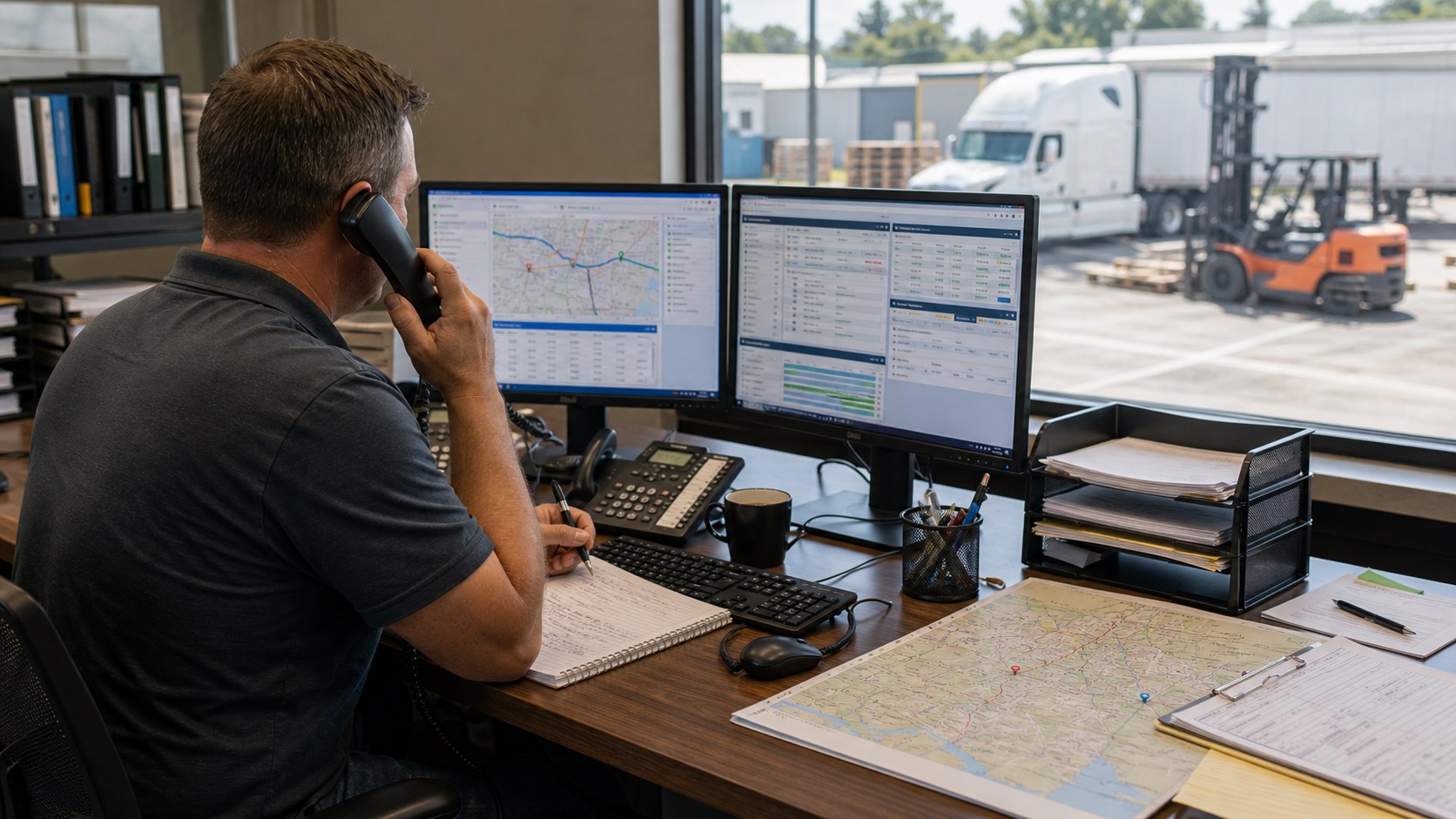 Broker loadboard and dispatch workspace for awarded freight